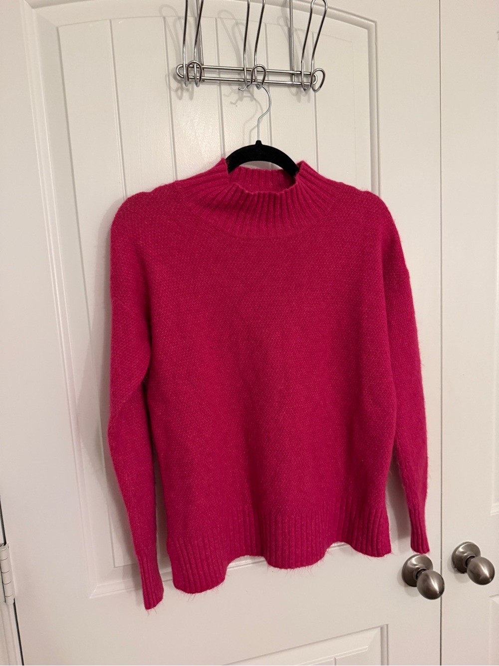 LOFT Hot Pink Rib Mock-Neck Sweater